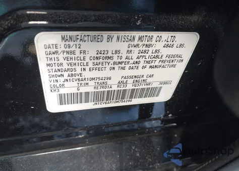 2013 Infiniti G37X z USA, uszkodzony, nr VIN JN1CV6AR1DM754296